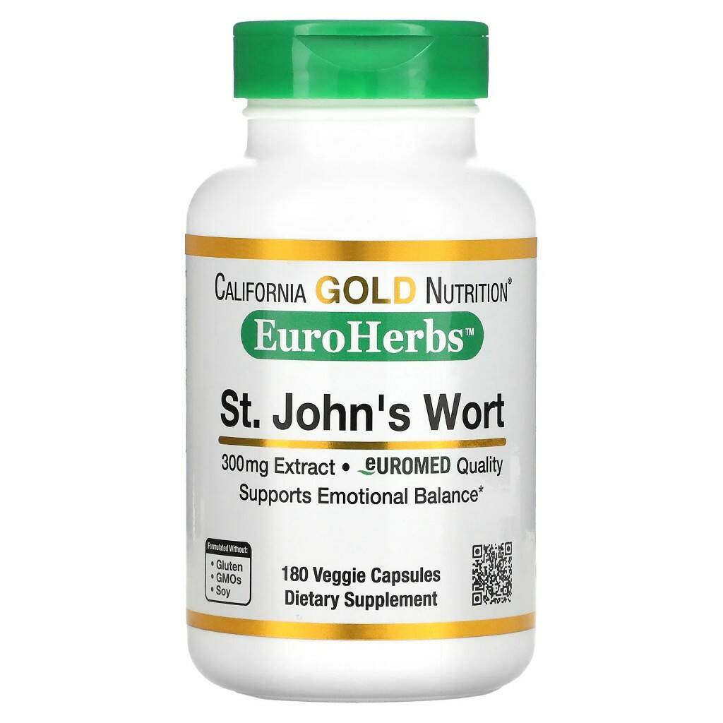 фото California gold nutrition st. john's wort, euroherbs, 300 mg, 180 капсул