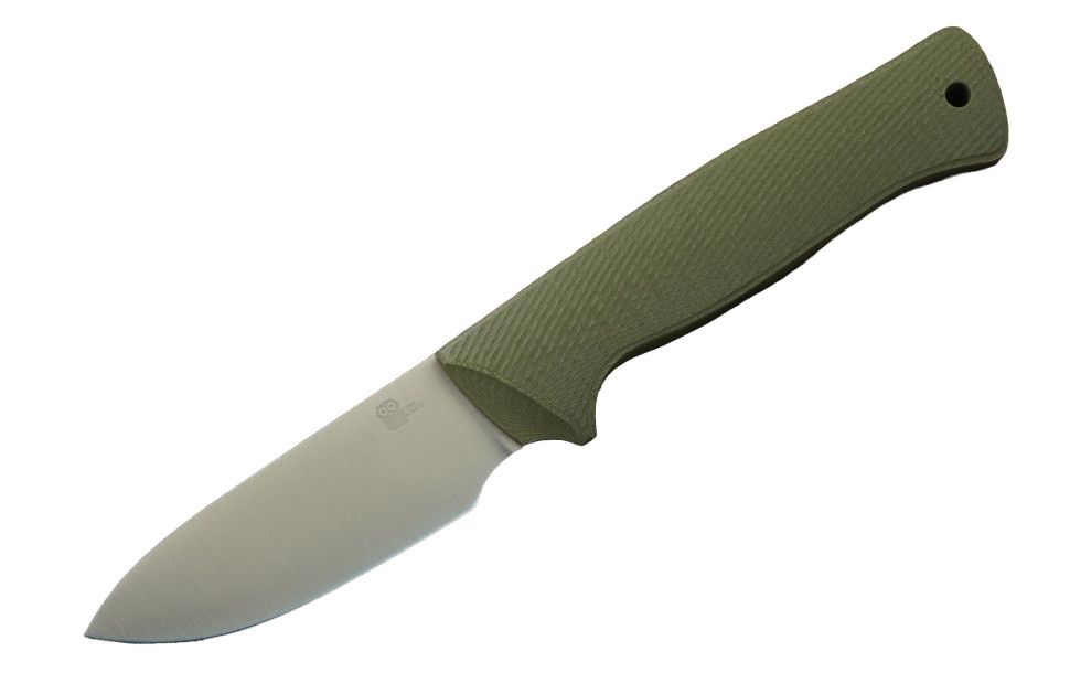 

Нож-скиннер Owl Knife Ulula, сталь Bohler N690, рукоять оливковая G-10, Зеленый, Ulula