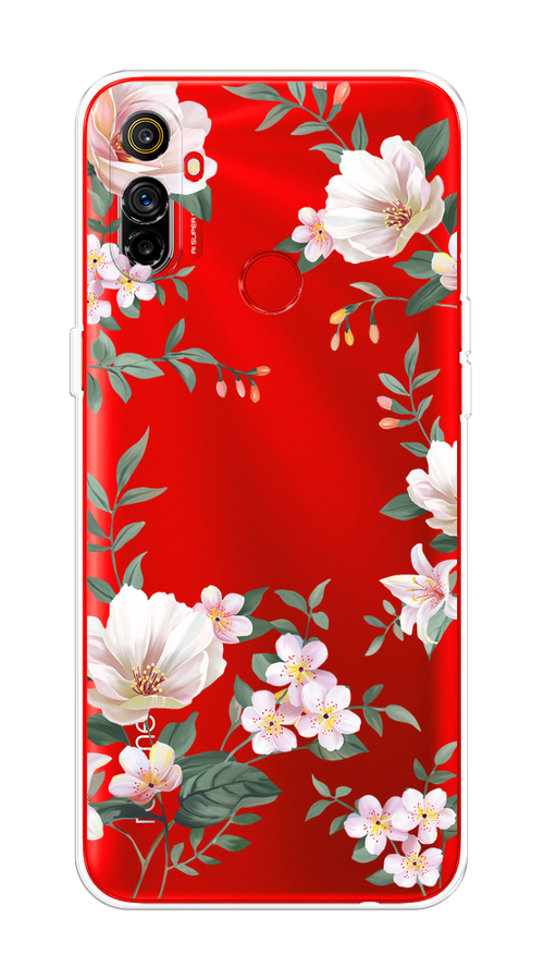 

Чехол на Realme C3 "Beautiful white flowers", Бежевый;зеленый, 253050-1