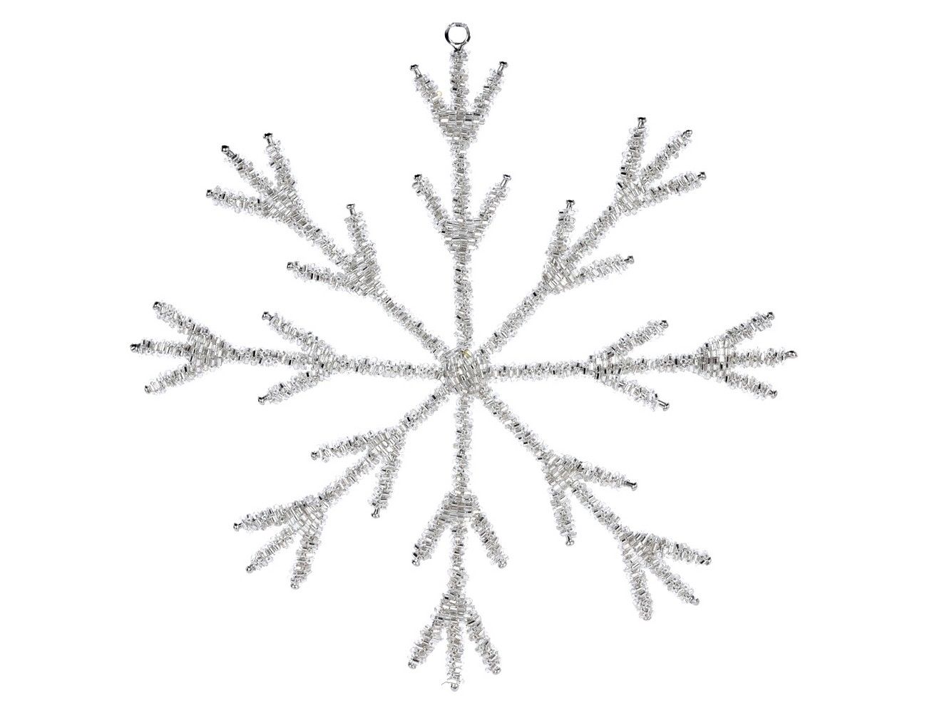 Снежинка ЛОРЕТТ, стеклянный бисер, серебряная, 21 см, Koopman International