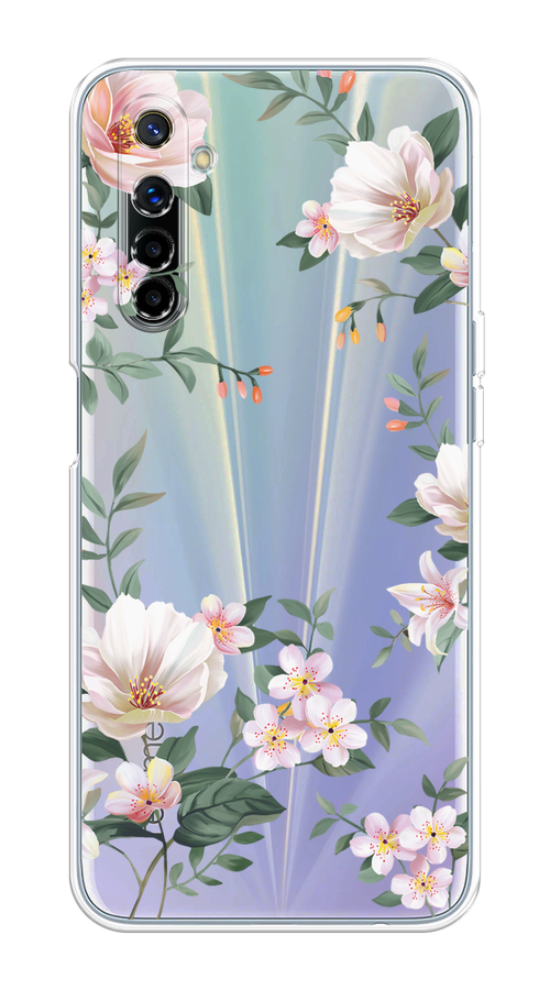 

Чехол на Realme 6 "Beautiful white flowers", Бежевый;зеленый, 252750-1