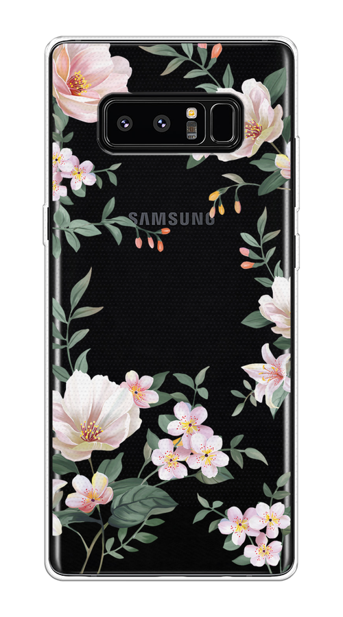 

Чехол на Samsung Galaxy Note 8 "Beautiful white flowers", Бежевый;зеленый, 25250-1