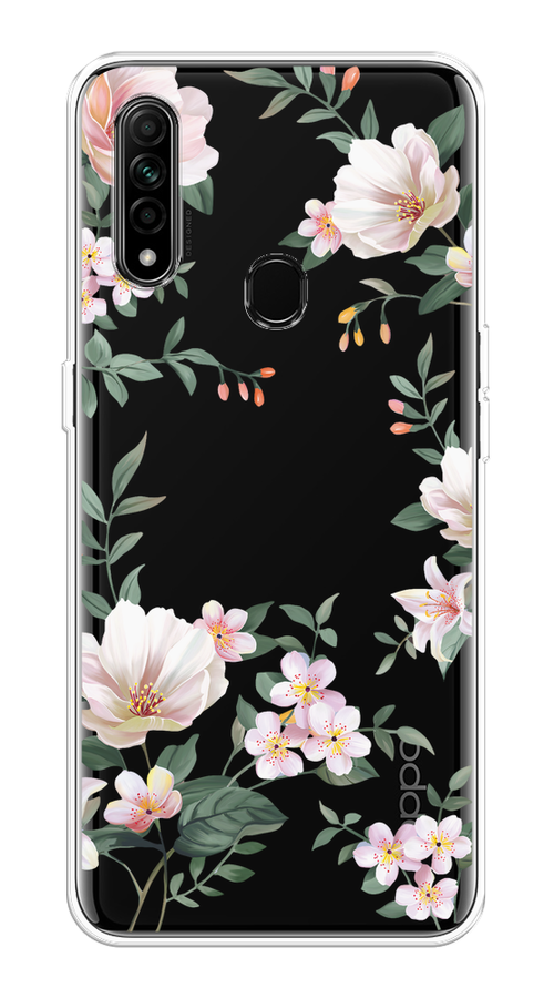 

Чехол на Oppo A31 "Beautiful white flowers", Бежевый;зеленый, 252250-1