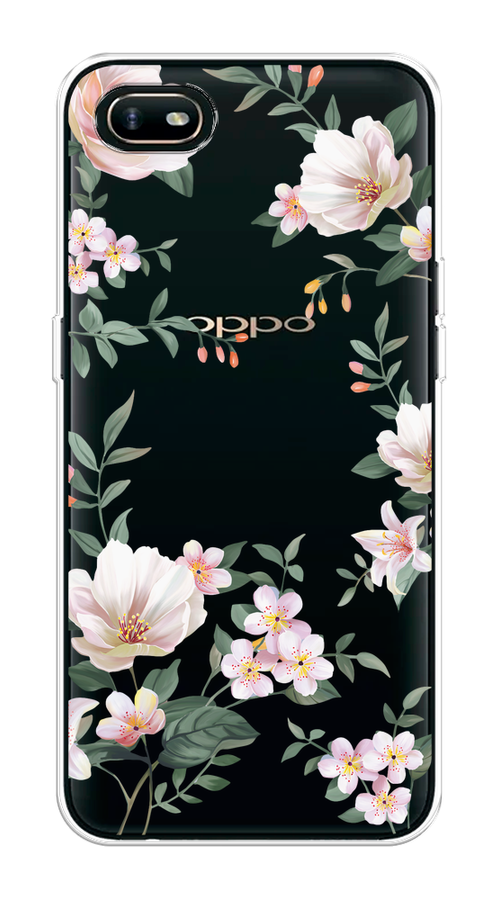 

Чехол на Oppo A1k "Beautiful white flowers", Бежевый;зеленый, 252150-1