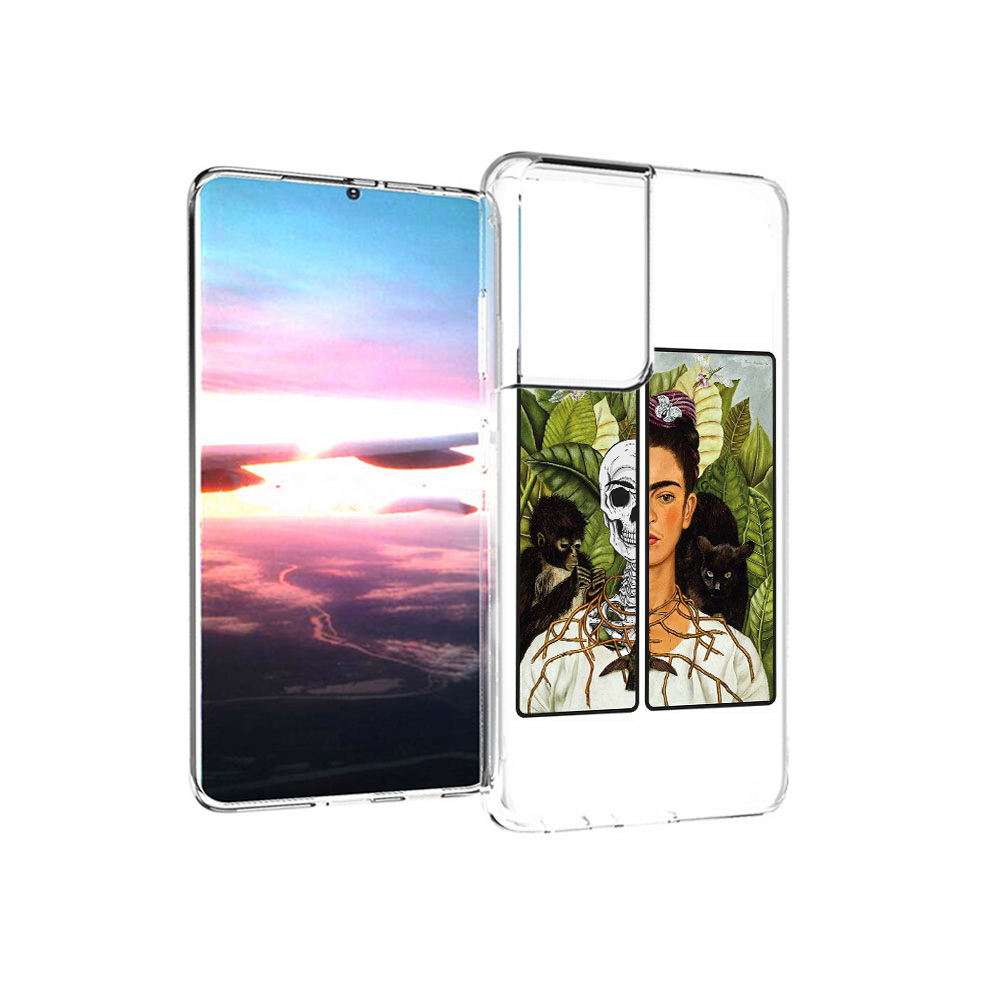

Чехол MyPads Tocco для Samsung Galaxy S21 Ultra сдвоенная картинка девушка скелет, Прозрачный, Tocco