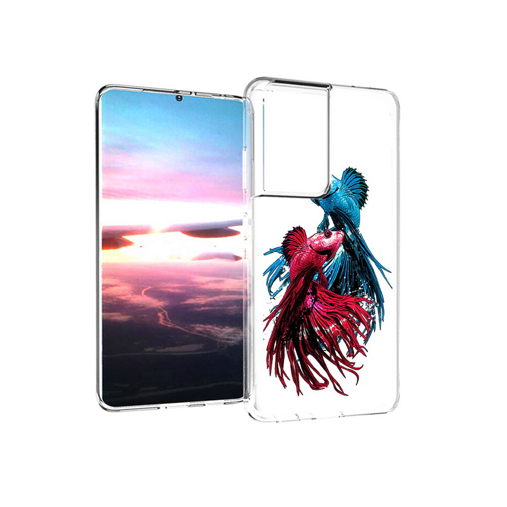 

Чехол MyPads Tocco для Samsung Galaxy S21 Ultra рыбы петушки (PT157307.497.592), Прозрачный, Tocco