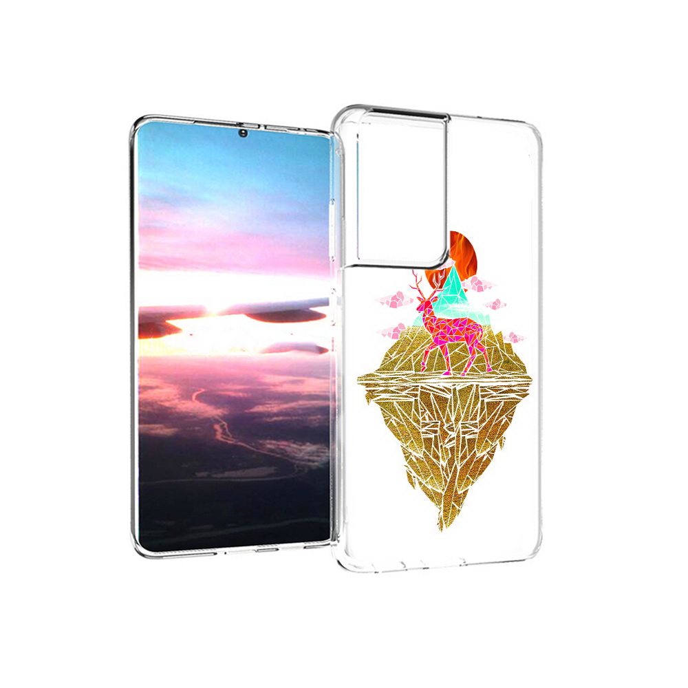 Чехол MyPads Tocco для Samsung Galaxy S21 Ultra розовый олень абстракция
