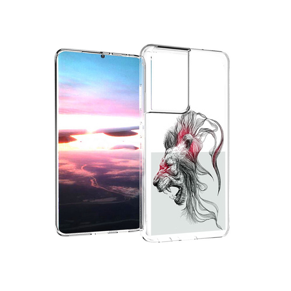 

Чехол MyPads Tocco для Samsung Galaxy S21 Ultra разъяренный лев (PT157307.497.576), Прозрачный, Tocco