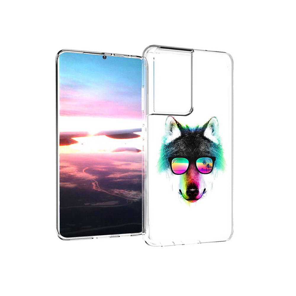 

Чехол MyPads Tocco для Samsung Galaxy S21 Ultra радужный волк (PT157307.497.567), Прозрачный, Tocco