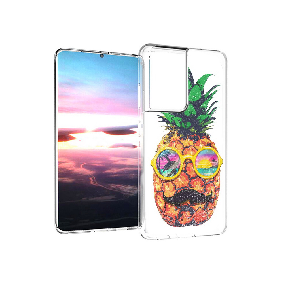

Чехол MyPads Tocco для Samsung Galaxy S21 Ultra прикольный ананас с лицом, Прозрачный, Tocco