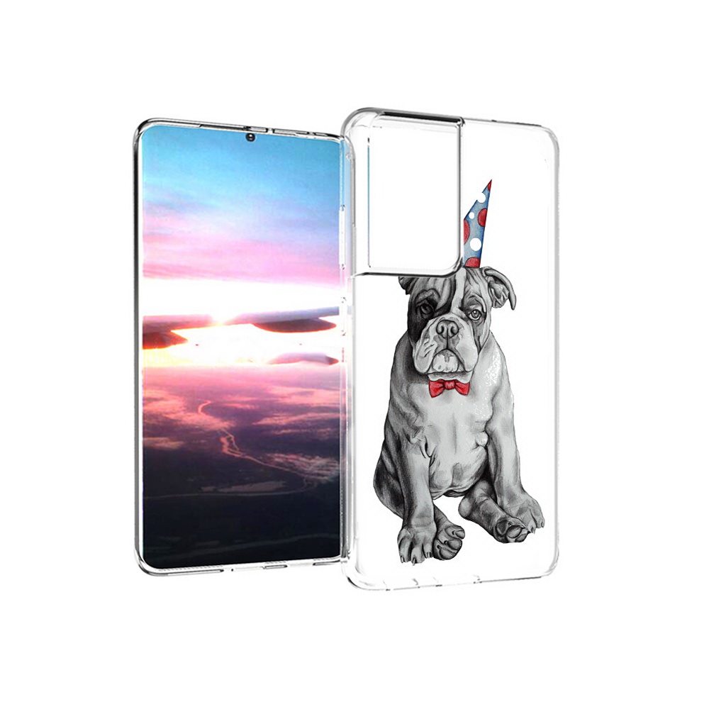

Чехол MyPads Tocco для Samsung Galaxy S21 Ultra праздничный щенок (PT157307.497.554), Прозрачный, Tocco