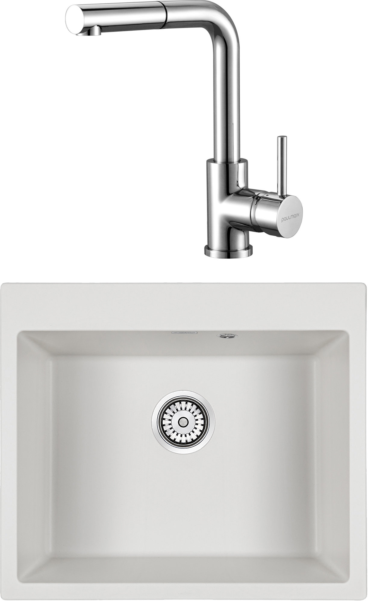 

Комплект Paulmark Kante PM106052-WH белый + Смеситель Paulmark Kassel Ka214311-CR для кухо, Kante PM106052-WH белый + Смеситель Paulmark Kassel Ka214311-CR для кухонной мойки, хром