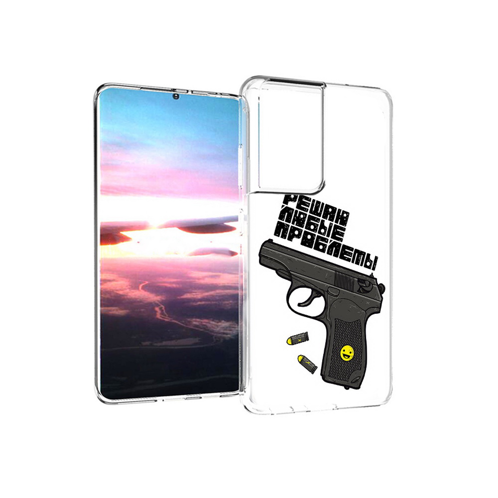 

Чехол MyPads Tocco для Samsung Galaxy S21 Ultra пистолет против проблем (PT157307.497.542), Прозрачный, Tocco