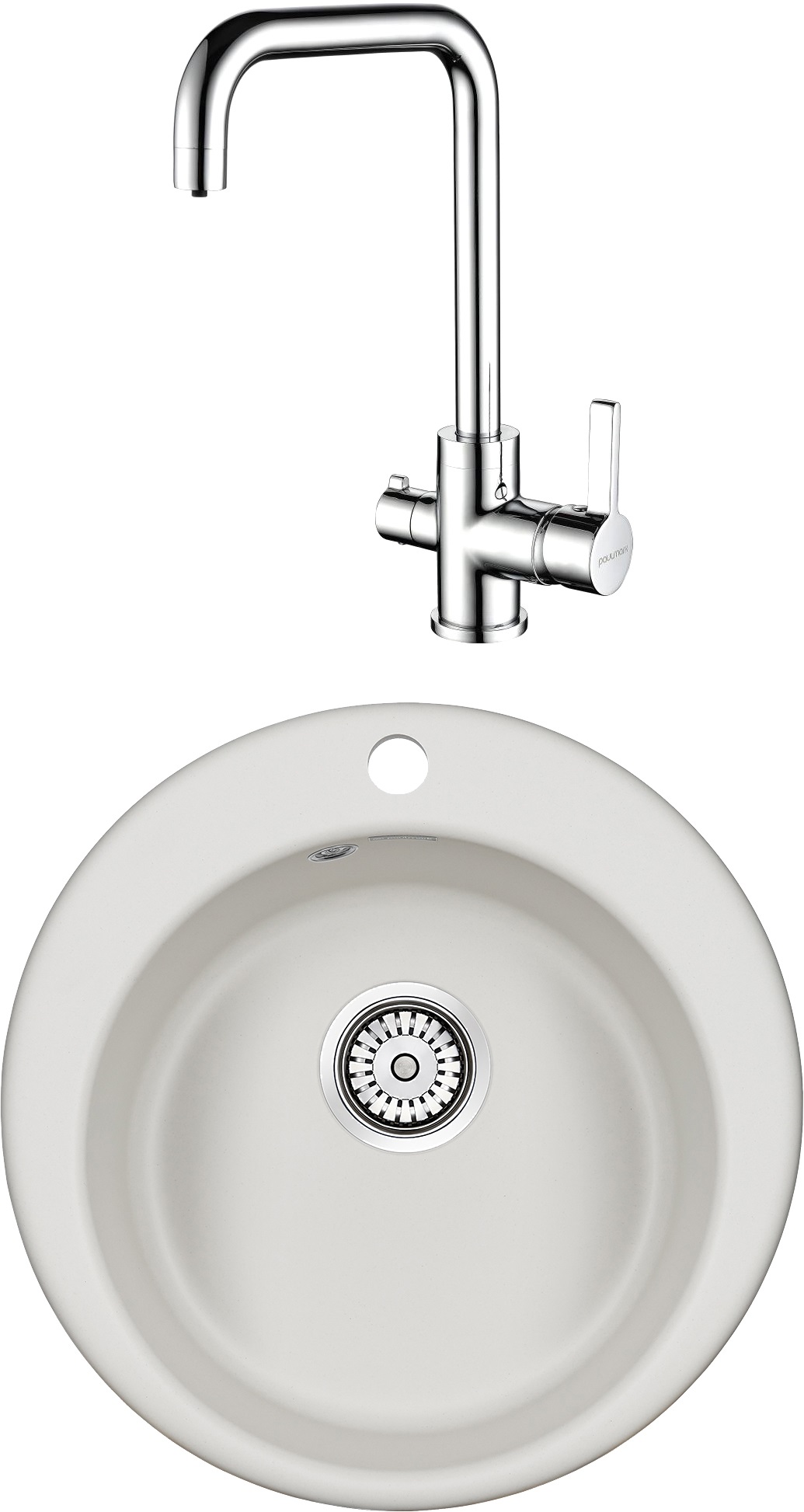 

Комплект Paulmark Gelegen PM404800-WH белый + Смеситель Paulmark Logas Lo213021-CR для кух, Gelegen PM404800-WH белый + Смеситель Paulmark Logas Lo213021-CR для кухонной мойки, хром
