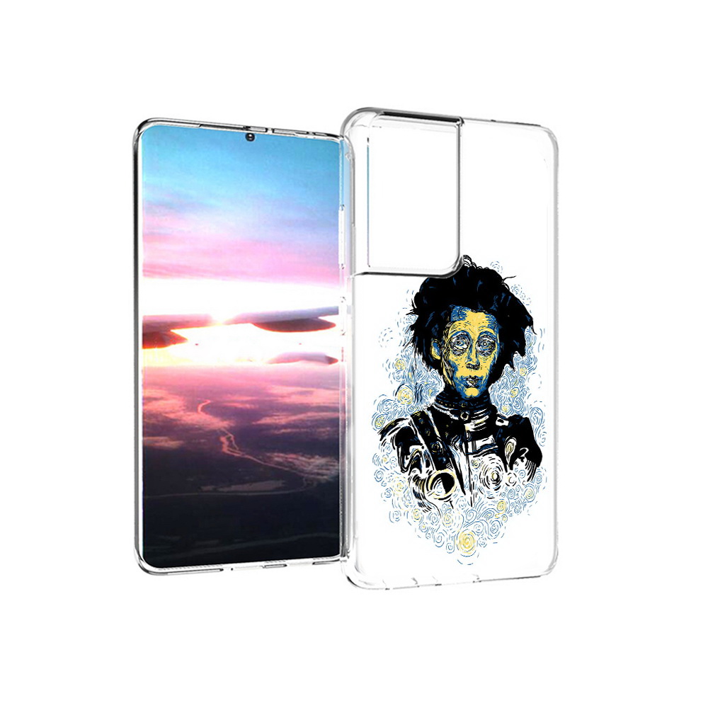 

Чехол MyPads Tocco для Samsung Galaxy S21 Ultra парень черно-белый абстракция, Прозрачный, Tocco