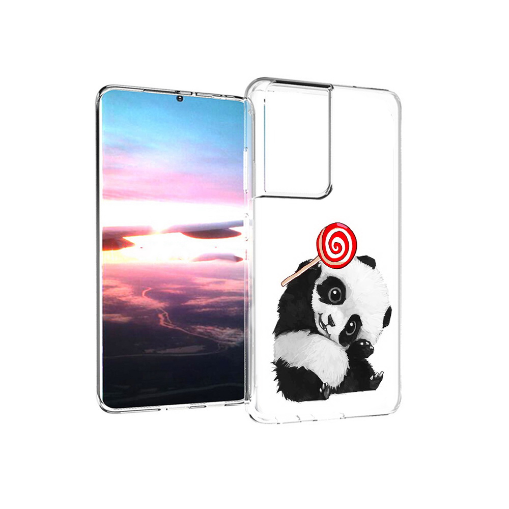 

Чехол MyPads Tocco для Samsung Galaxy S21 Ultra панда с леденцом (PT157307.497.534), Прозрачный, Tocco