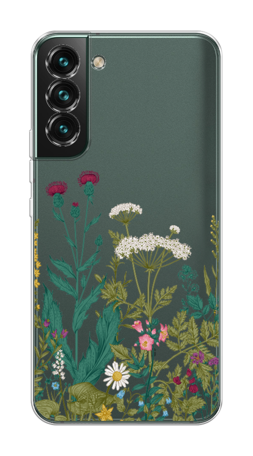 

Чехол на Samsung Galaxy S22 "Дикие полевые цветы", Зеленый;розовый;белый, 2103850-2