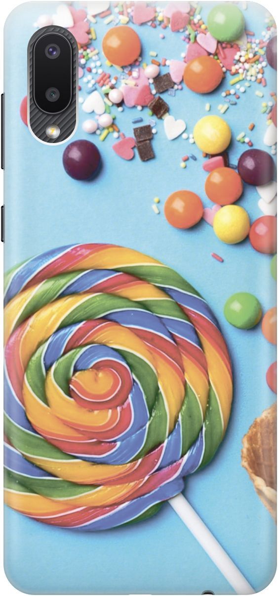 

Силиконовый чехол на Samsung Galaxy A02 "Разноцветный леденец", Голубой;желтый, 3474