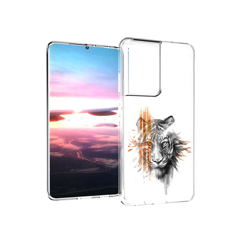 

Чехол MyPads Tocco для Samsung Galaxy S21 Ultra огненный тигр (PT157307.497.526), Прозрачный, Tocco