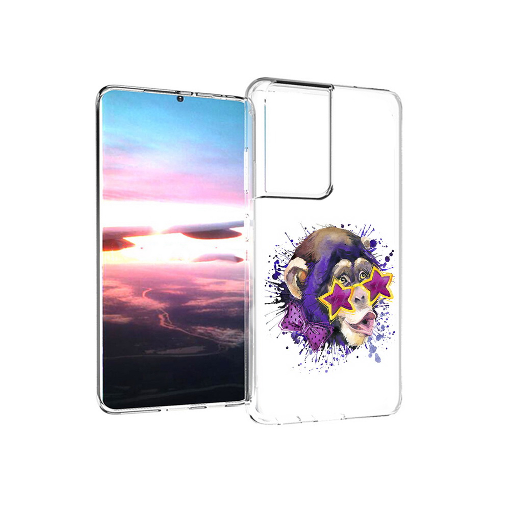 

Чехол MyPads Tocco для Samsung Galaxy S21 Ultra обезьяна в очках (PT157307.497.524), Прозрачный, Tocco