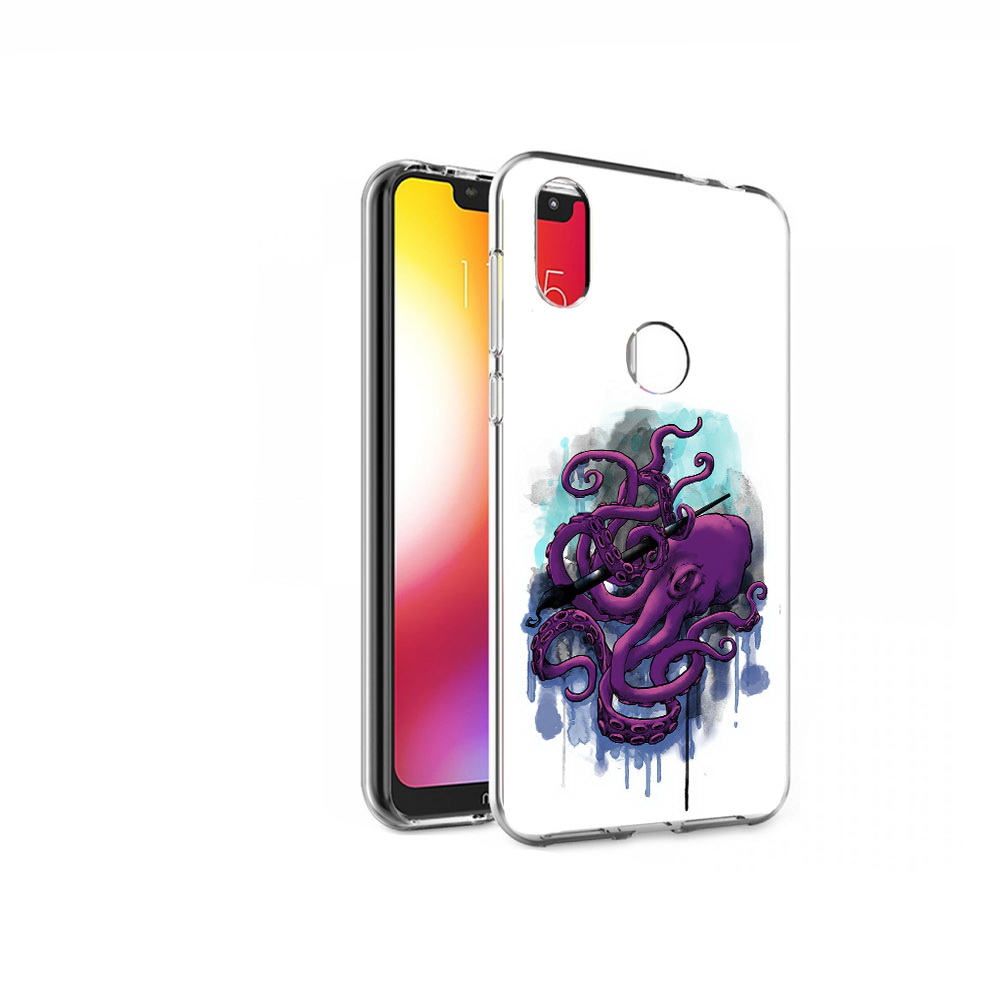 

Чехол MyPads Tocco для Motorola One фиолетовый осьминог (PT126881.369.658), Прозрачный, Tocco