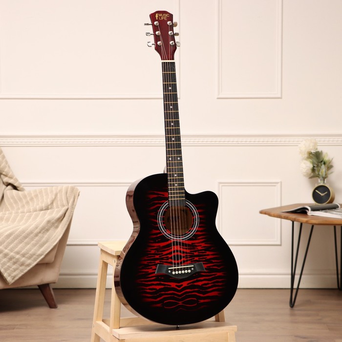 Акустическая гитара Music Life QD-H40Q-hw,9915659, красный