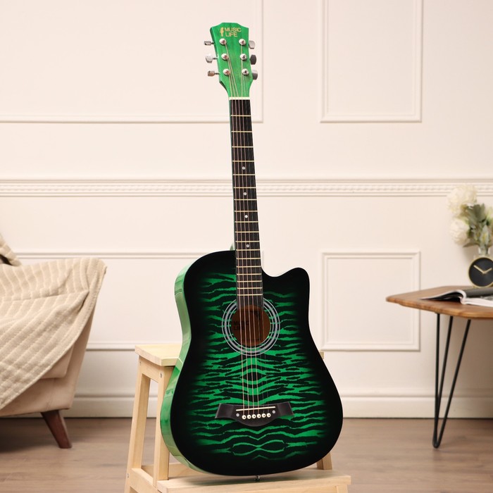 Акустическая гитара Music Life QD-H38Q-hw,9915651, зелёная