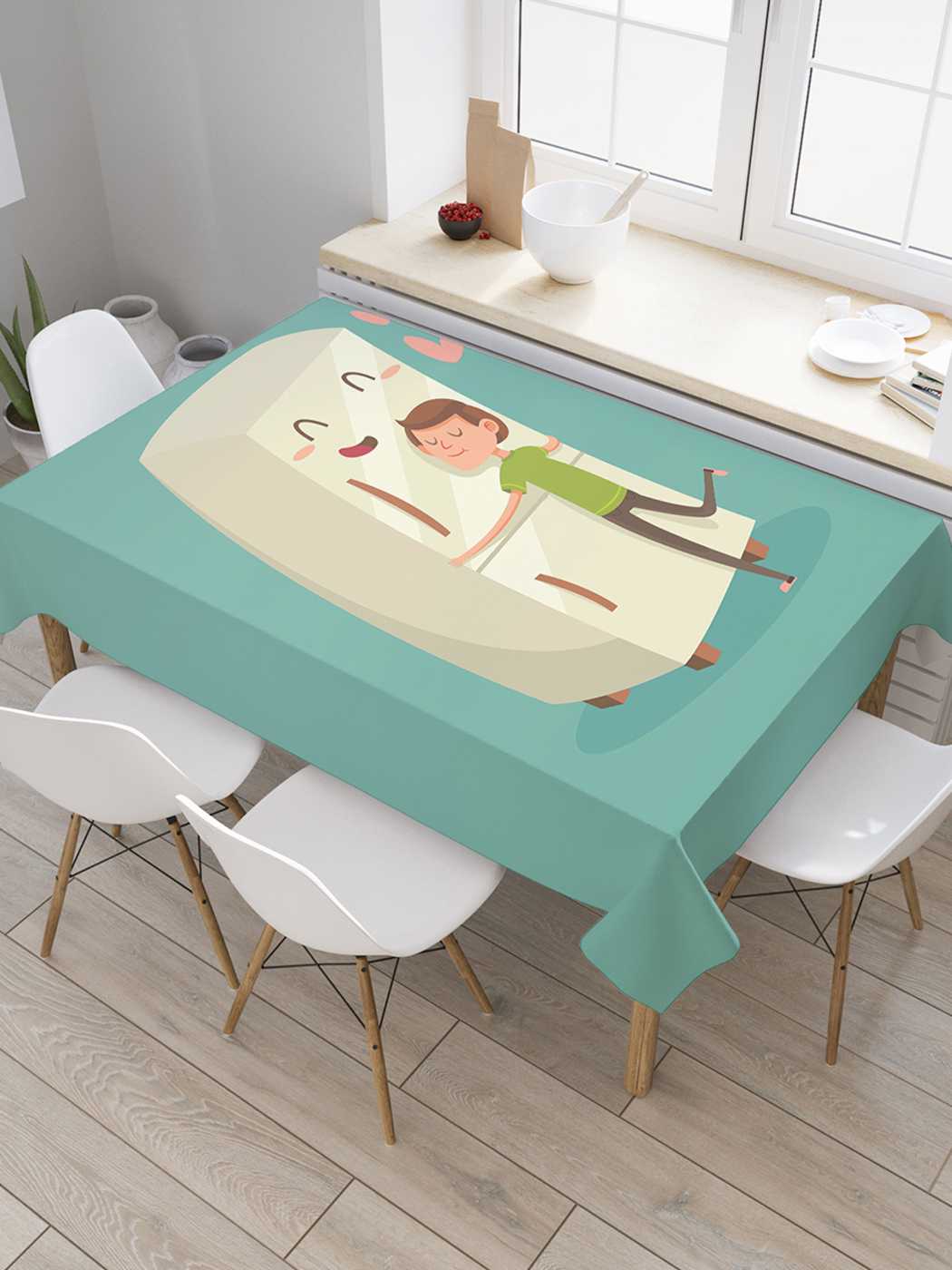 

Скатерть прямоугольная JoyArty "Любовь после шести" из сатена, 120x145 см, Голубой, Любовь после шести