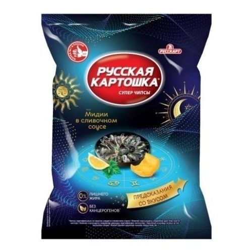 Чипсы картофельные Русская Картошка мидии в сливочном соусе 105 г 100₽