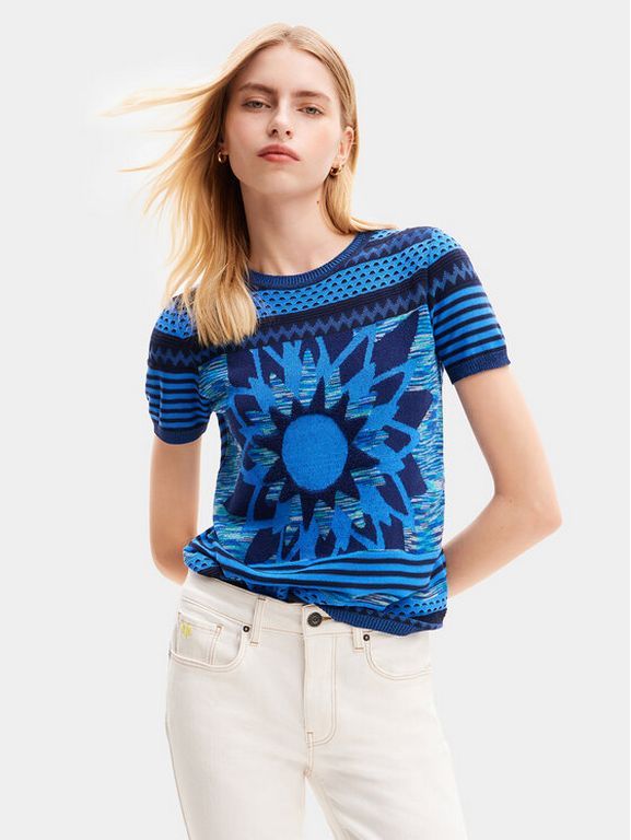 

Футболка женская Desigual Sun 24SWTK74 синяя M, Синий, Sun 24SWTK74