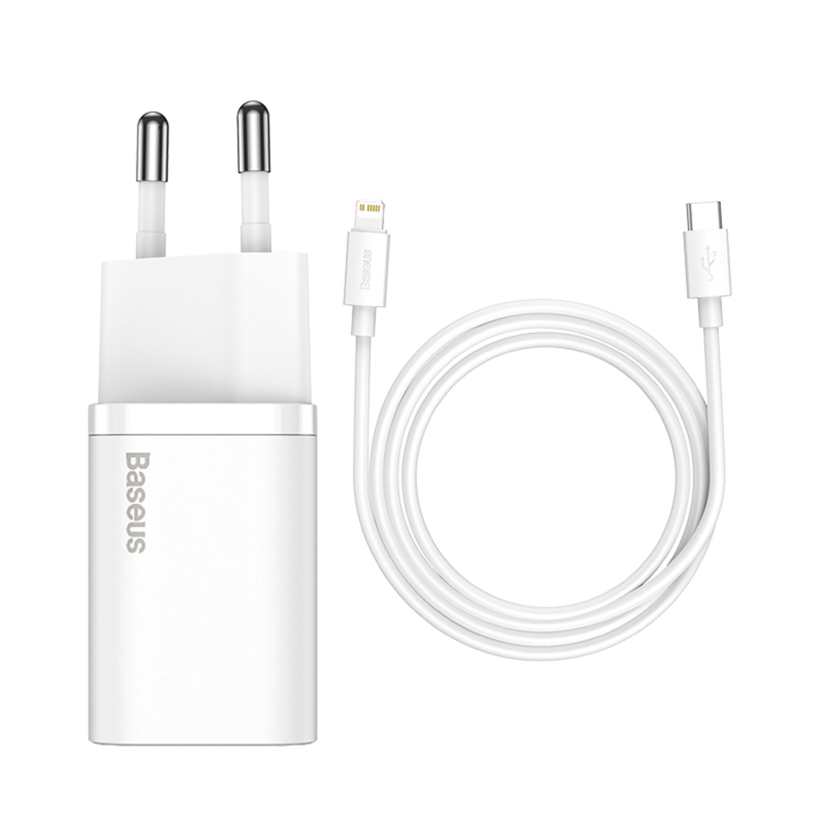 фото Сетевое зарядное устройство + кабель usb type-c - lightning baseus super si 1c