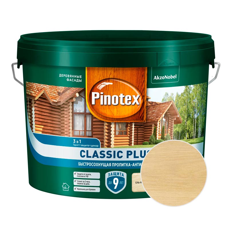 Декоративный антисептик PINOTEX Classic Plus Ель 9 л