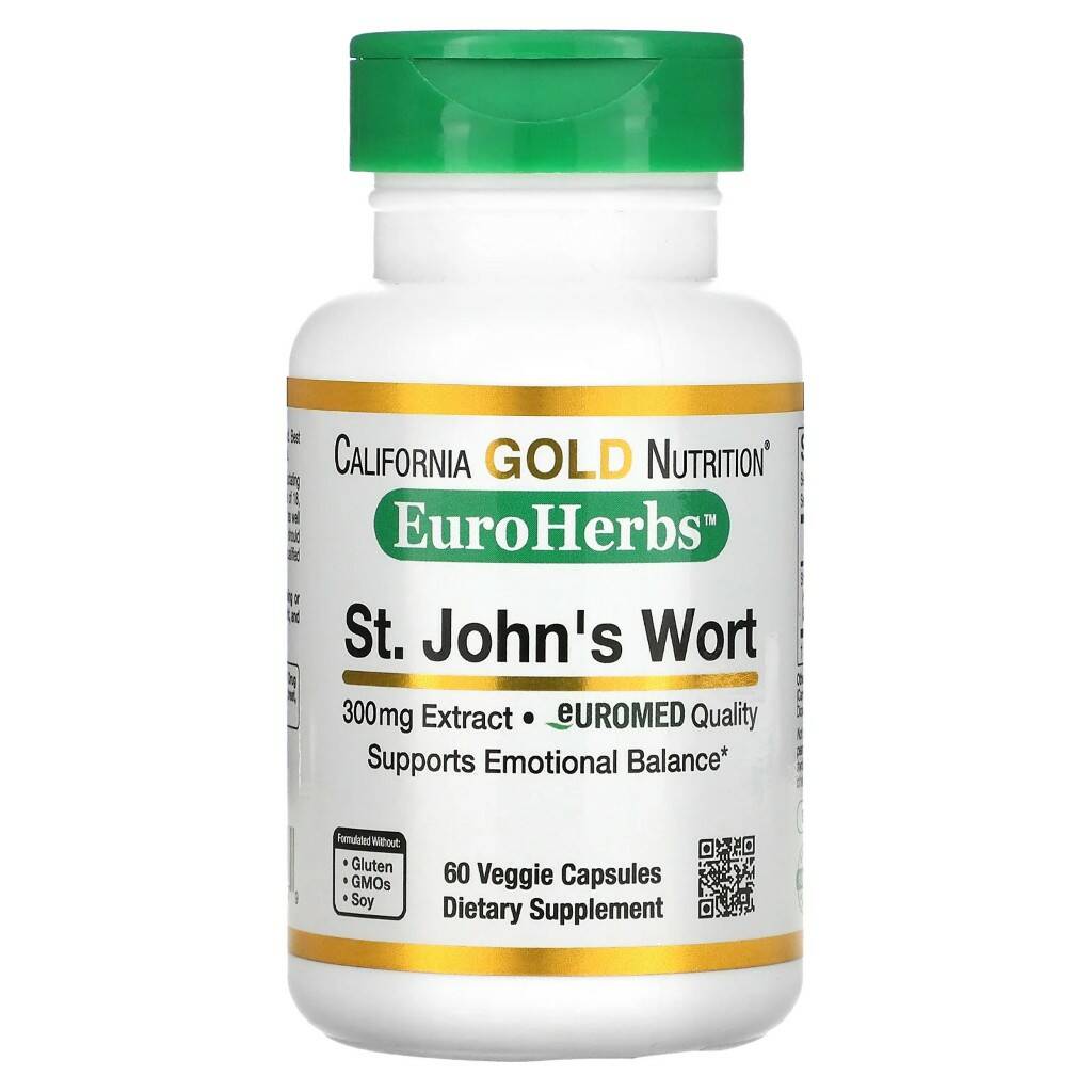 California Gold Nutrition St. Johns Wort, EuroHerbs, 300 mg, 60 капсул