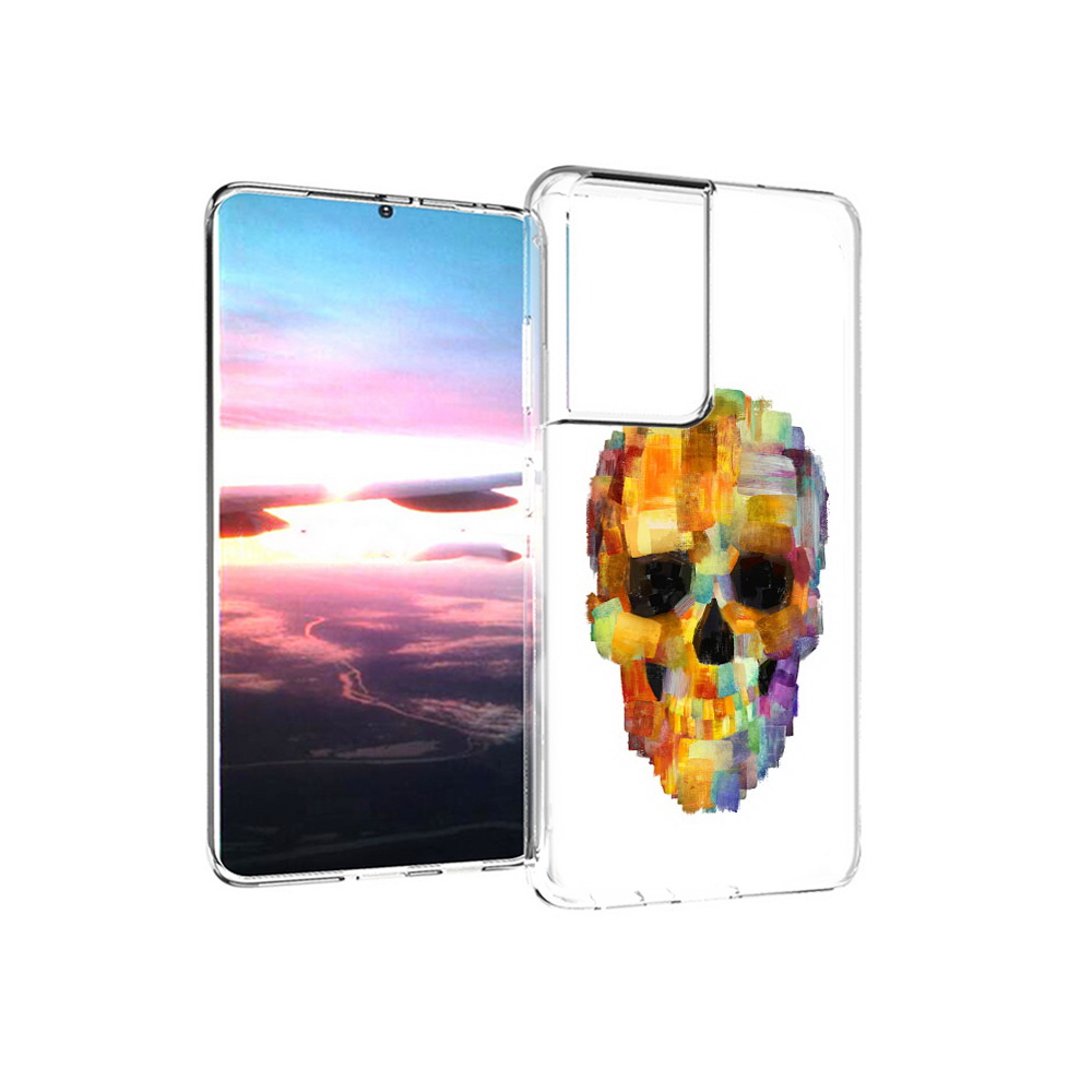 

Чехол MyPads Tocco для Samsung Galaxy S21 Ultra нарисованный череп (PT157307.497.516), Прозрачный, Tocco