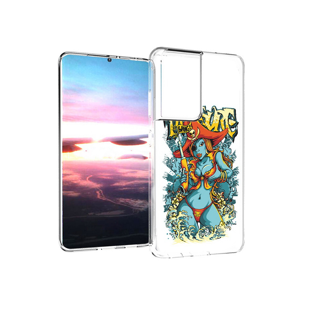 Чехол MyPads Tocco для Samsung Galaxy S21 Ultra нарисованная синяя девушка комикс
