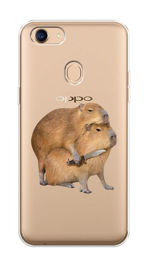 

Чехол на Oppo F5 "Капибара с ножом", Бежевый, 250250-1