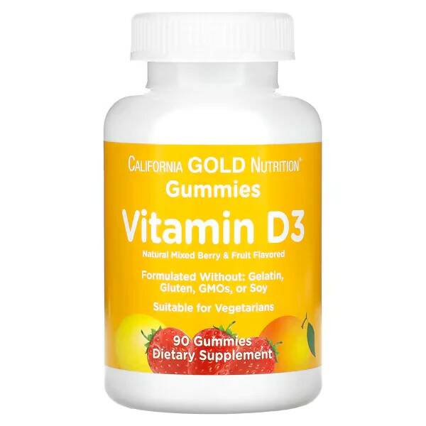 California Gold Nutrition Vitamin D3 Gummies 25 mcg (1,000 IU), 90 жевательных конфет