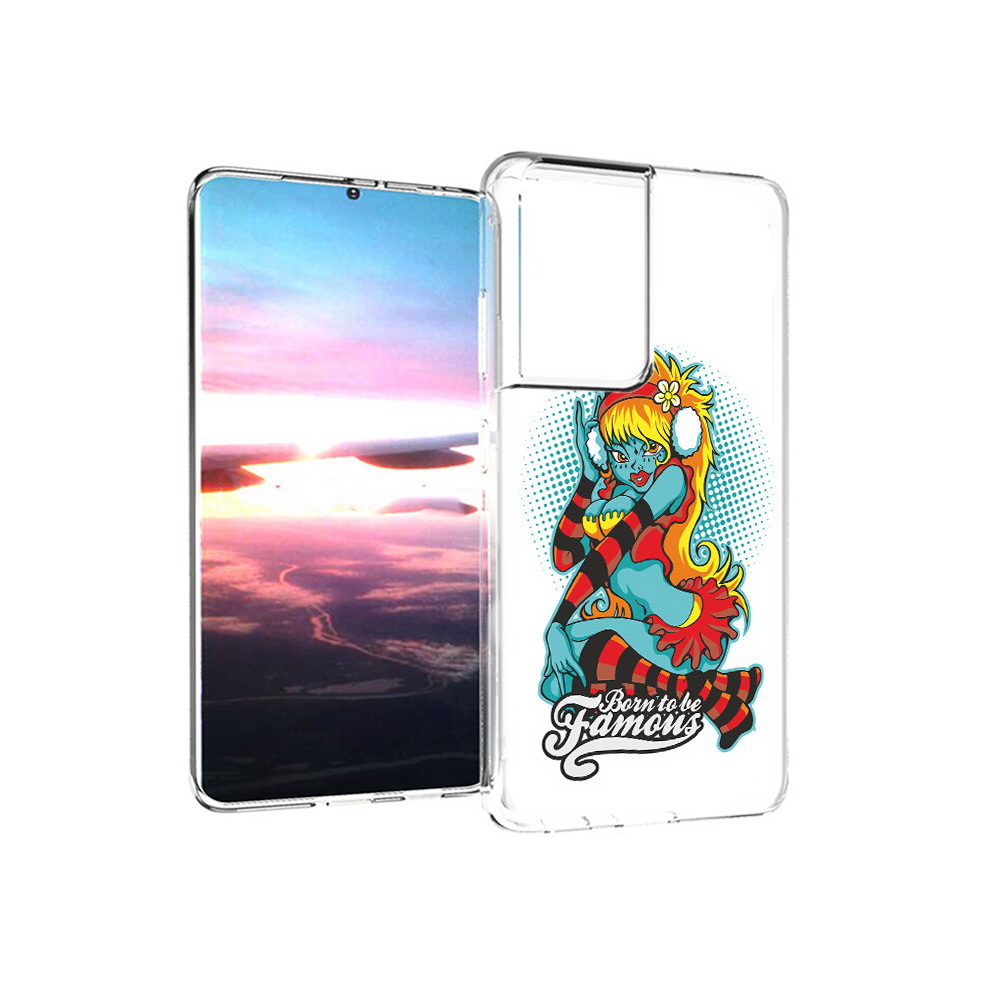 

Чехол MyPads Tocco для Samsung Galaxy S21 Ultra нарисованная девушка в наушниках, Прозрачный, Tocco