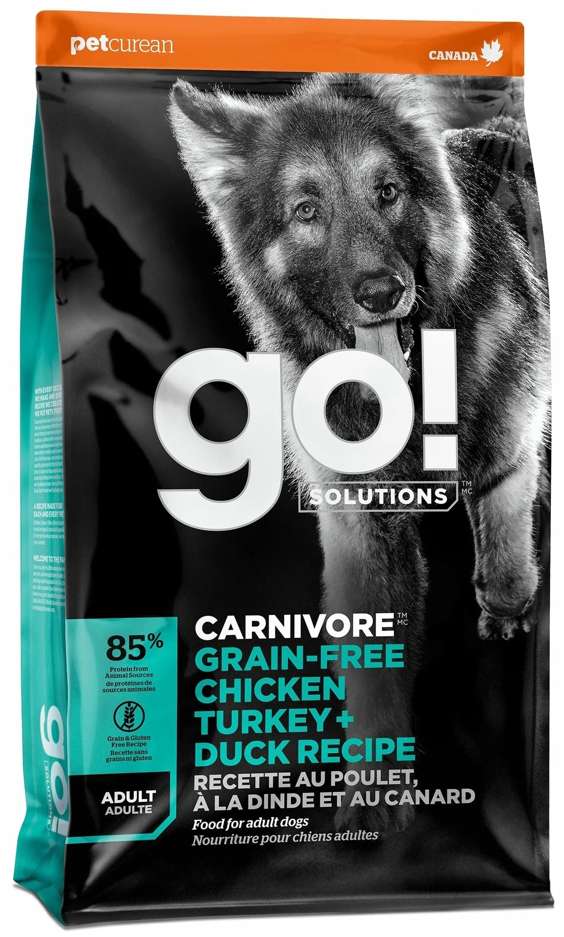 Сухой корм для собак GO! Carnivore Grain Free Adult, индейка, курица, лосось, утка, 5,45кг