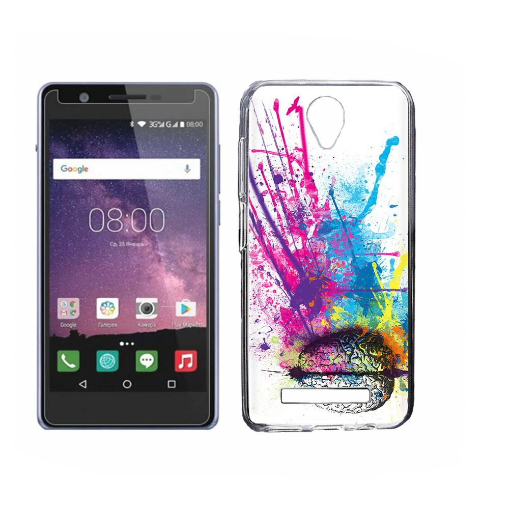 

Чехол MyPads Tocco для Philips S318 яркий красочный мозг, Прозрачный, Tocco