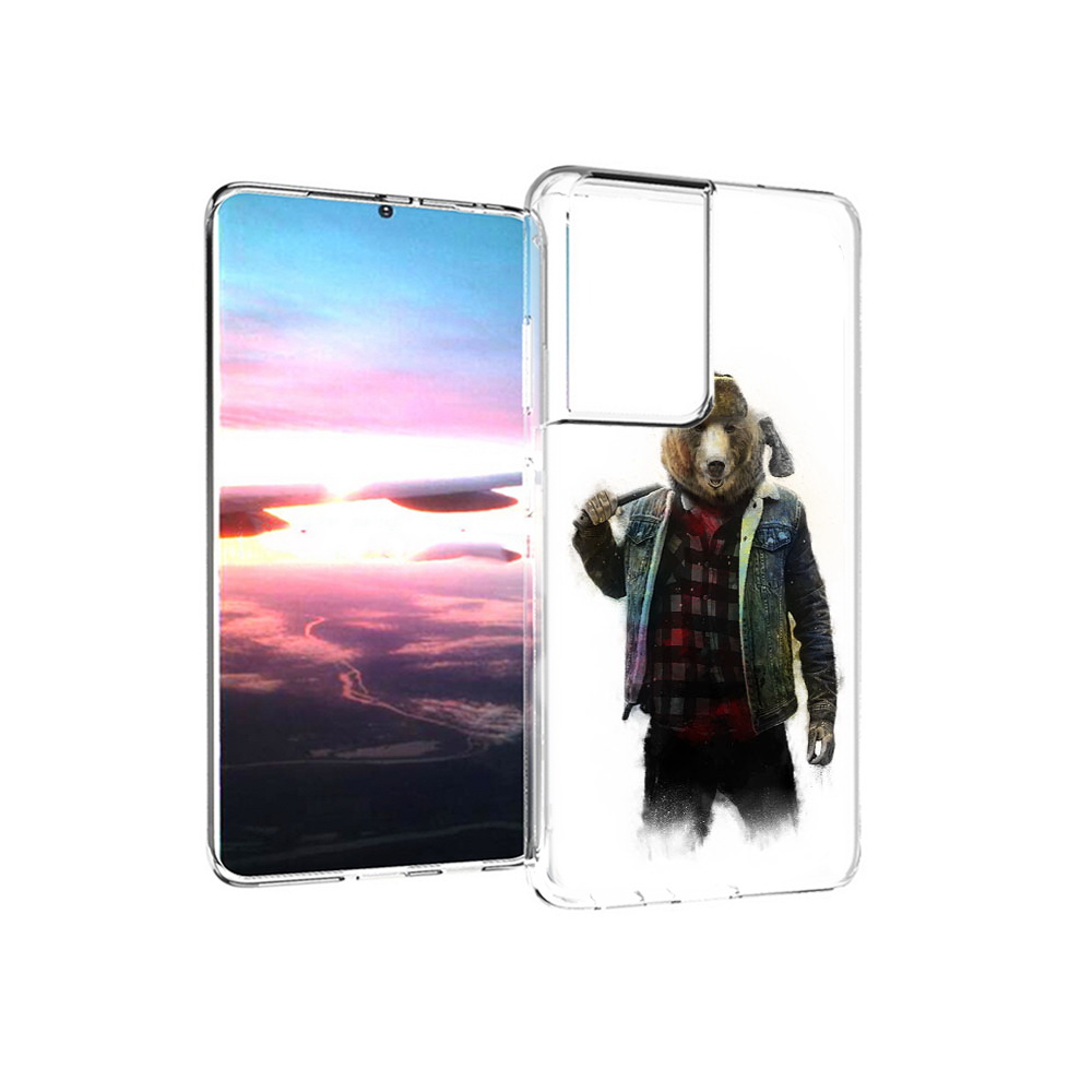

Чехол MyPads Tocco для Samsung Galaxy S21 Ultra медведь с топором (PT157307.497.469), Прозрачный, Tocco