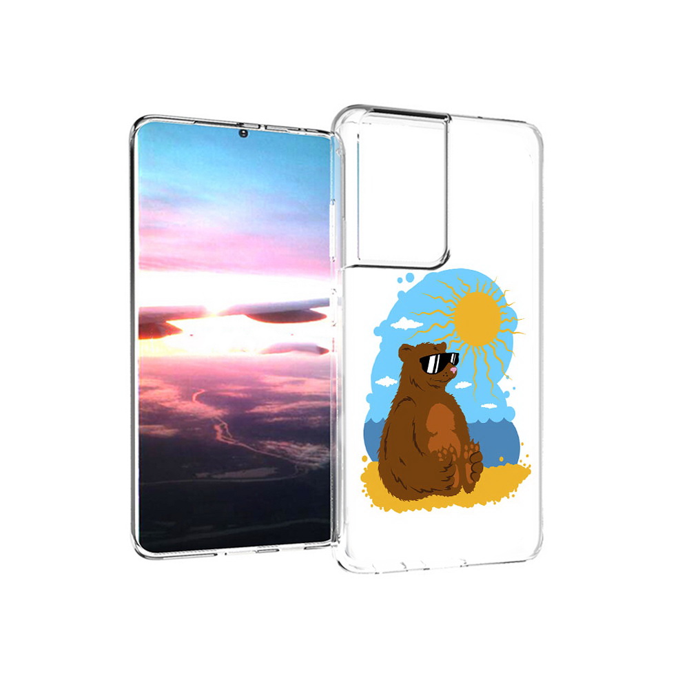 

Чехол MyPads Tocco для Samsung Galaxy S21 Ultra медведь на чиле (PT157307.497.468), Прозрачный, Tocco