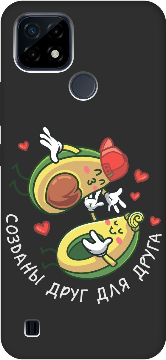 

Матовый Soft Touch силиконовый чехол на realme C21 "Avo-Love" черный, Черный;желтый, 2730