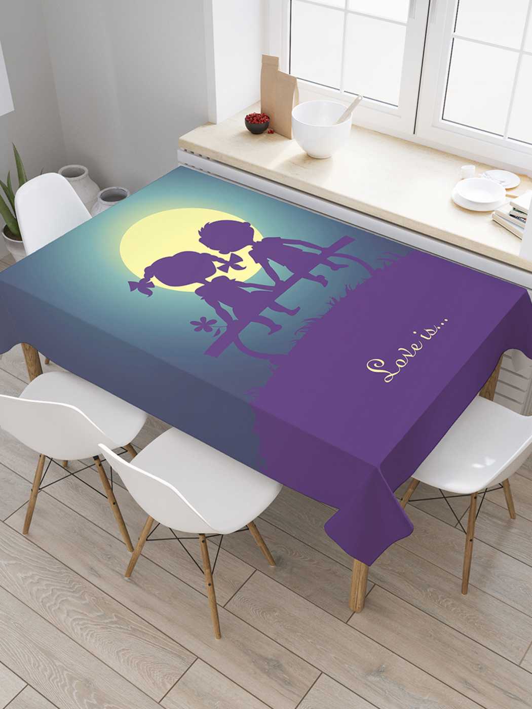 

Скатерть прямоугольная JoyArty "Love is..." из сатена, 120x145 см, Голубой, Love is...