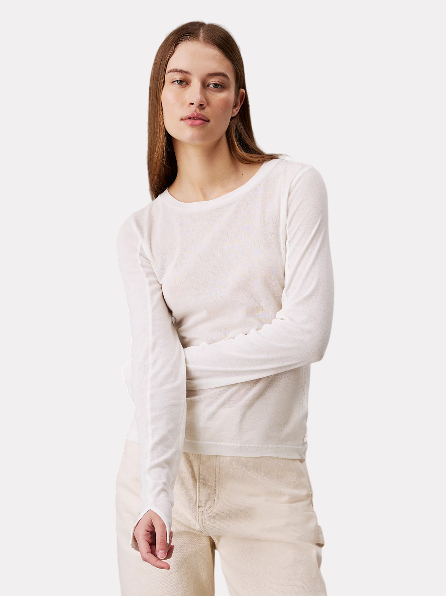 Лонгслив Calvin Klein Jeans для женщин белый-YBI размер L J20J224335 7309₽