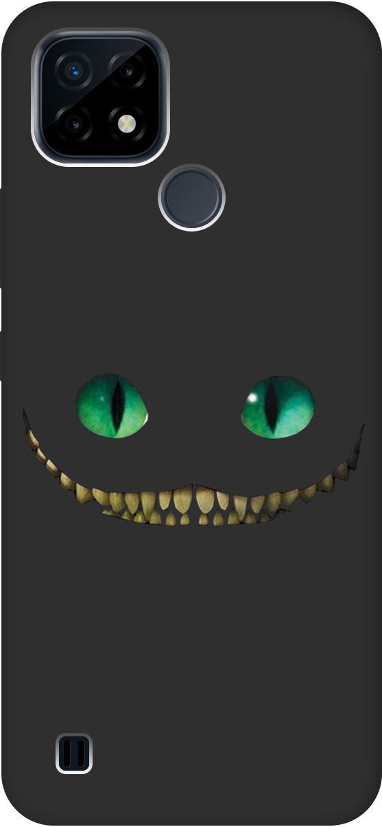 

Матовый чехол на realme C21 "Cheshire Cat" черный, Черный;зеленый, 2730