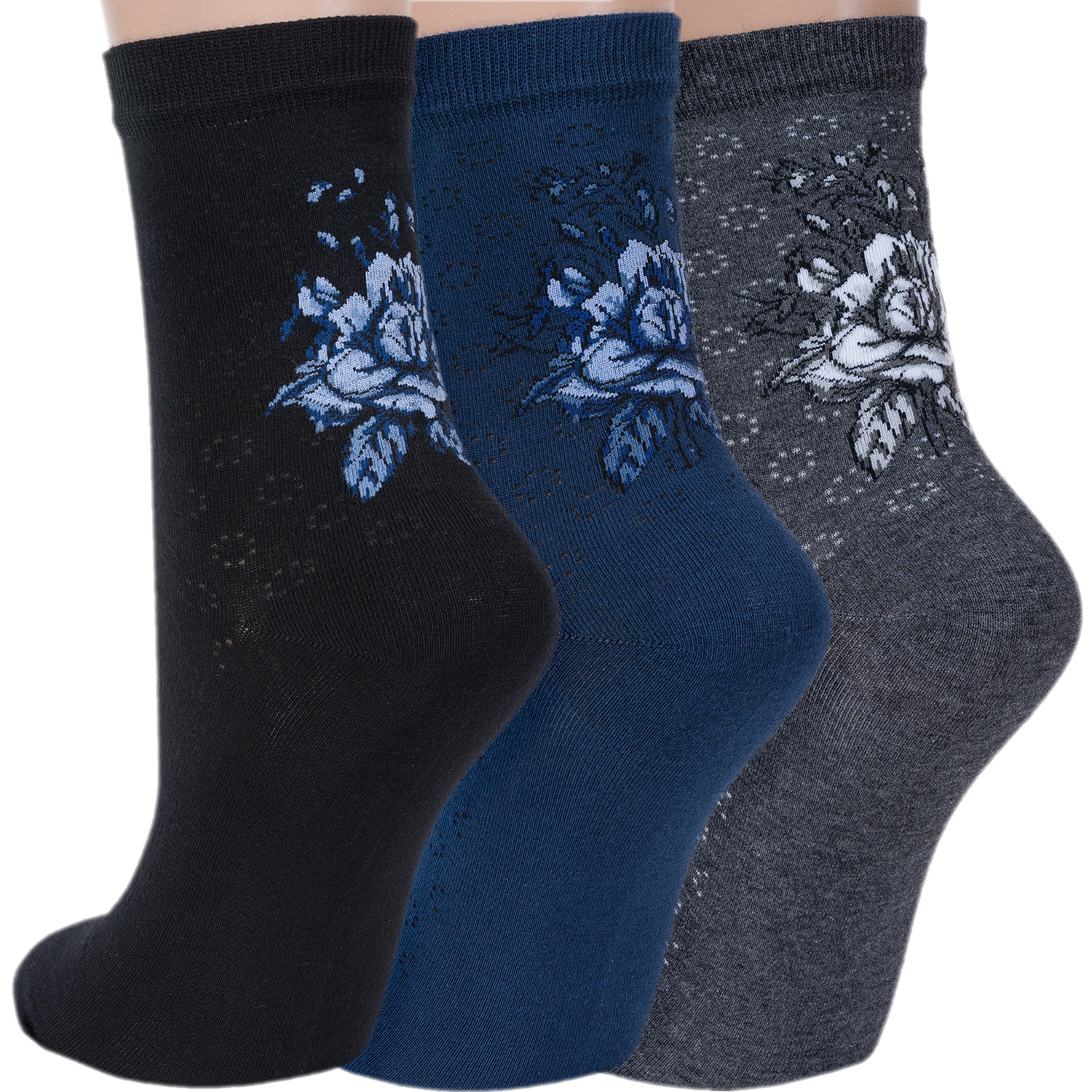 

Комплект носков женских Rusocks 3-Ж3-13018 черных; серых; синих 23-25, 3-Ж3-13018