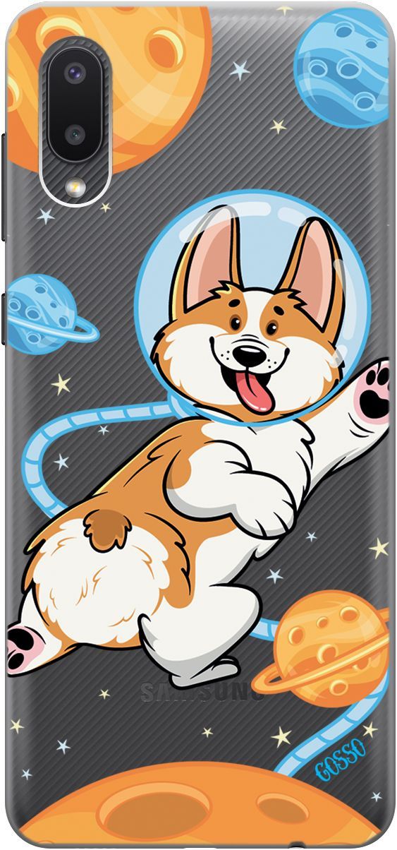 

Силиконовый чехол на Samsung Galaxy A02 "CosmoCorgi" прозрачный, Прозрачный;коричневый, 1753