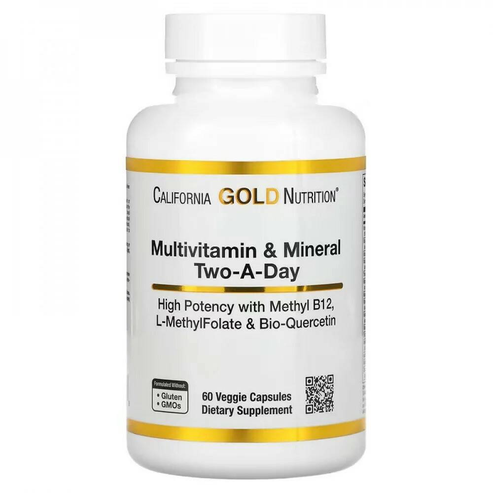 фото California gold nutrition multivitamin and mineral, two-a-day, 60 капсул