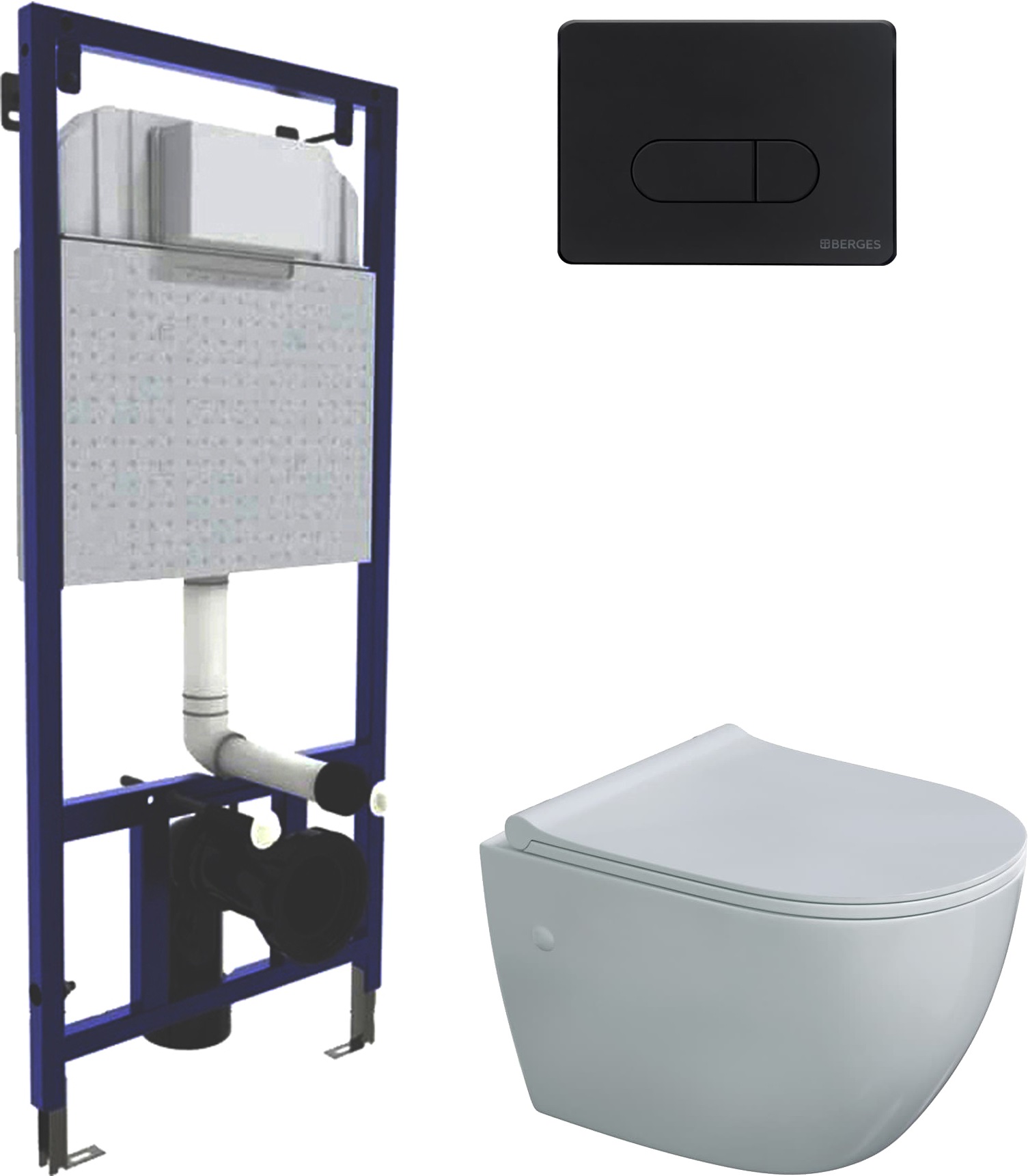 

Комплект Унитаз подвесной Berges Wasserhaus Okus 082127 с микролифтом + Система инсталляц, Okus